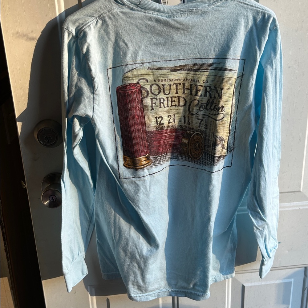 Southern Fried Cotton Sky Blue Long Sleeve Tee